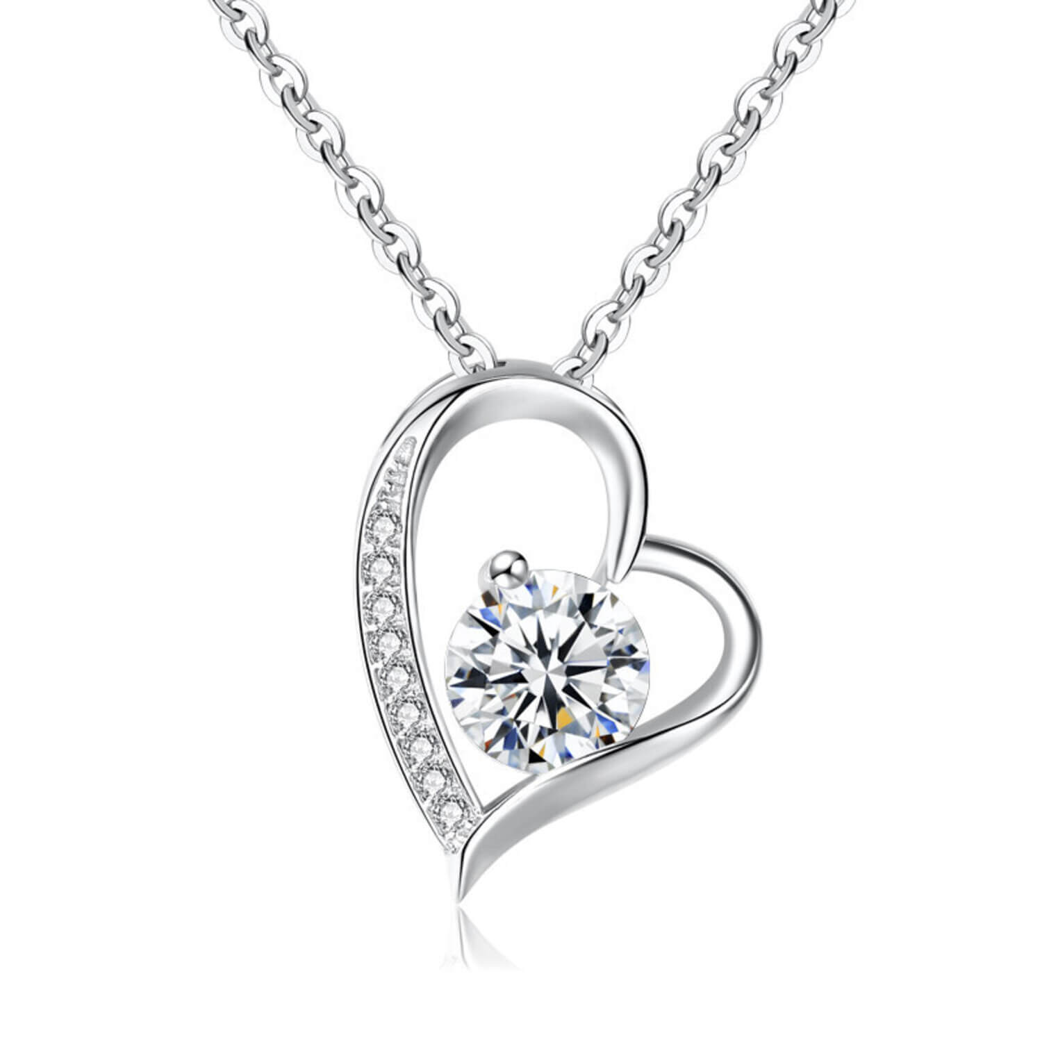 sterling silver diamond heart pendant