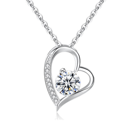 sterling silver diamond heart pendant