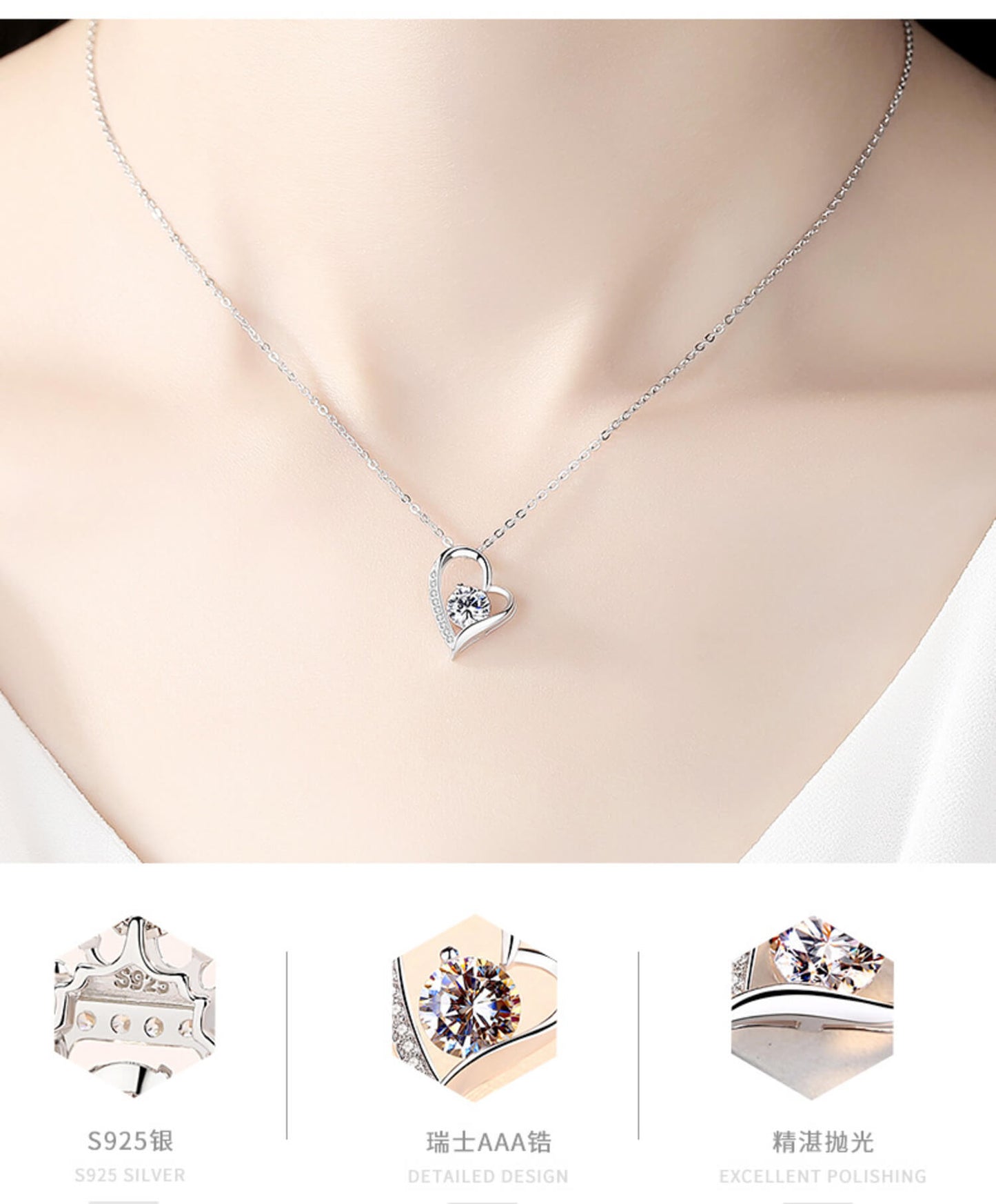 diamond heart pendant necklace white gold