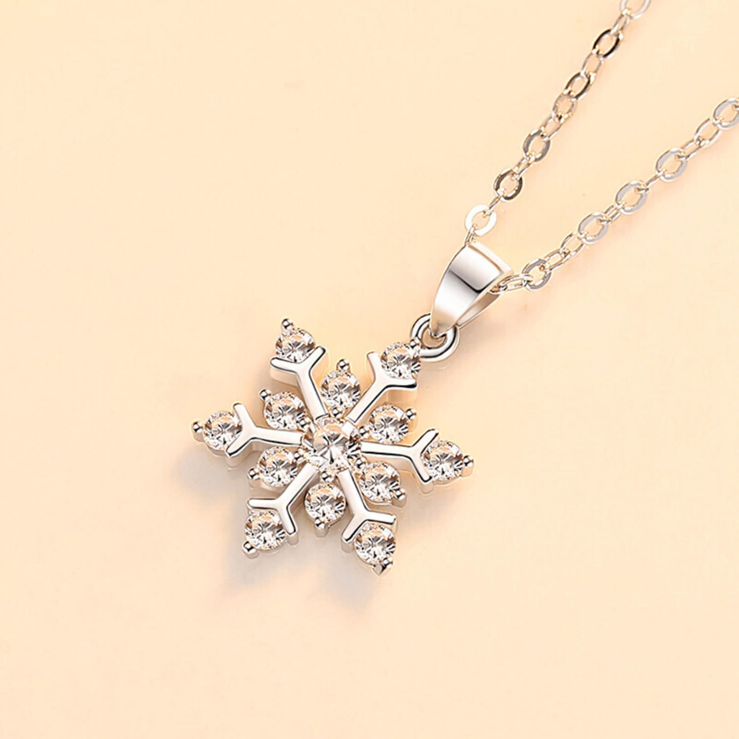 diamond snowflake pendant necklace sterling silver