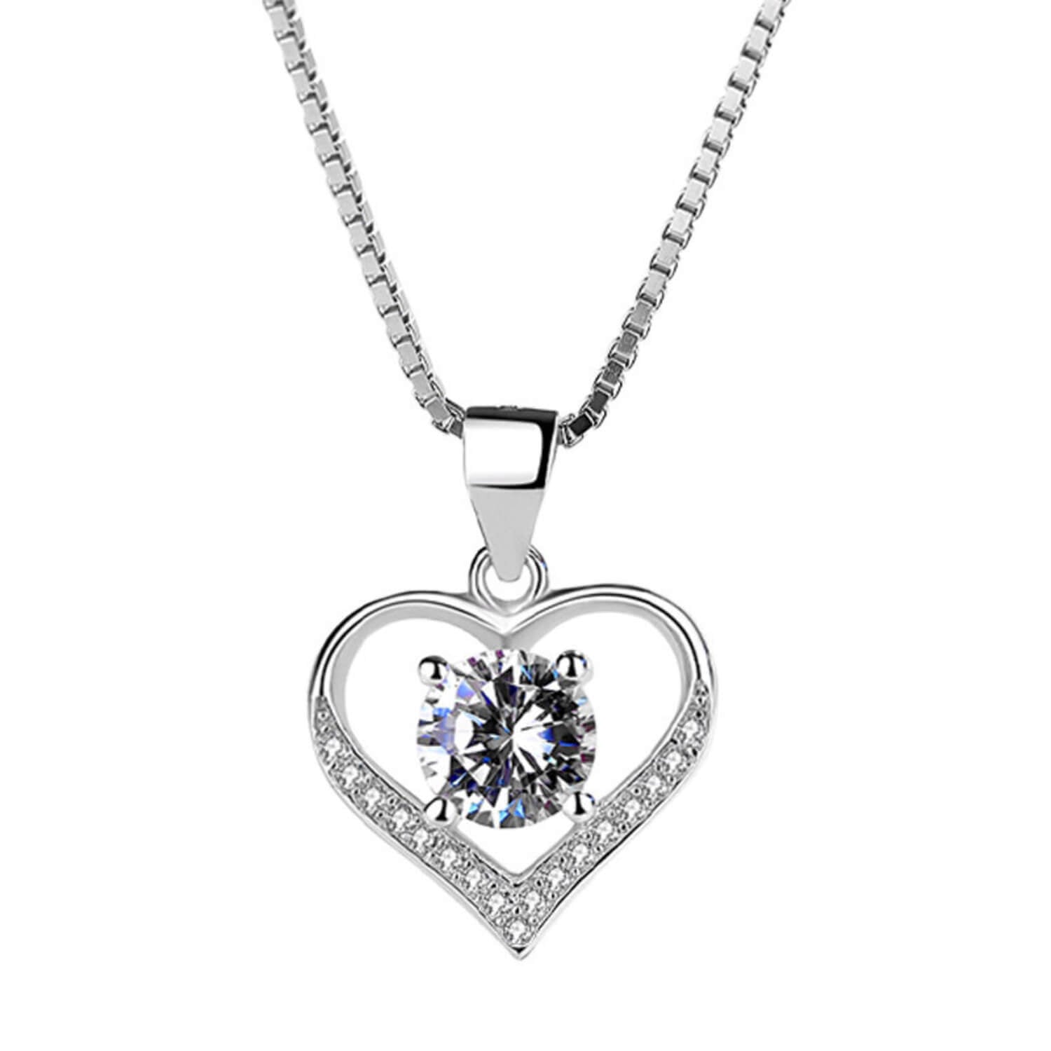 heart necklace silver amazon