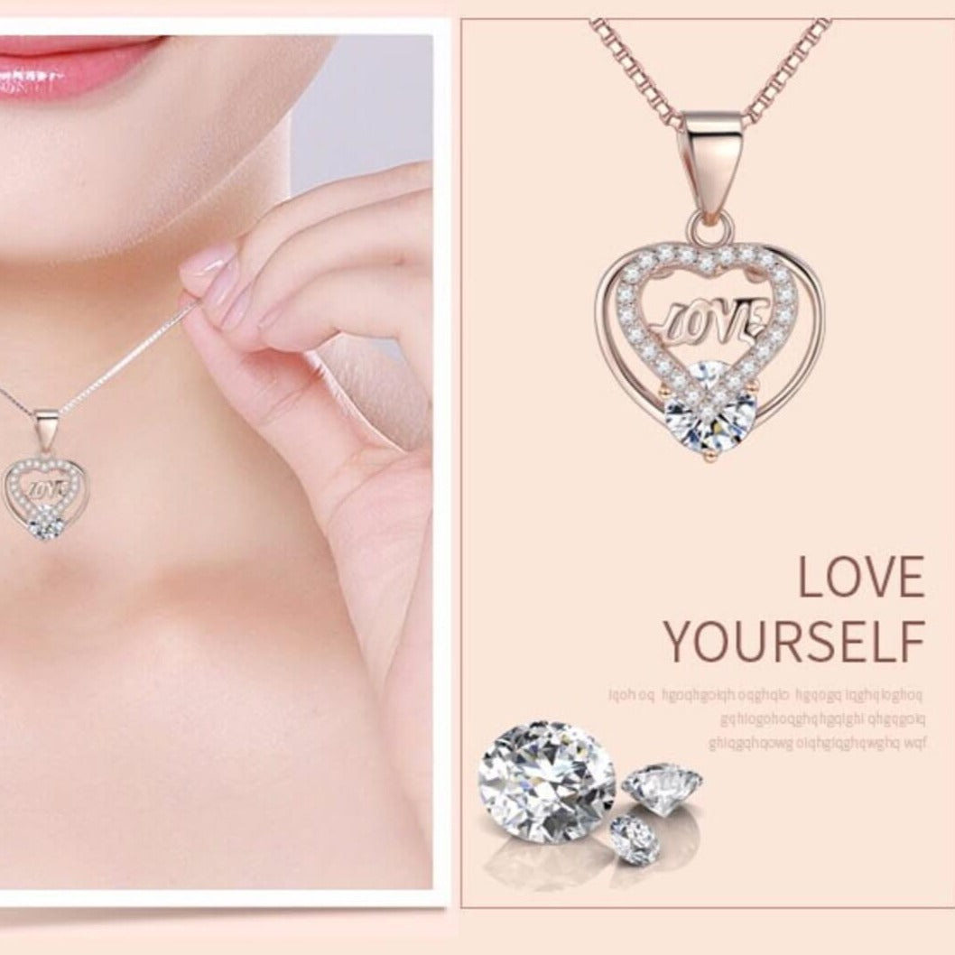 love heart diamond necklace