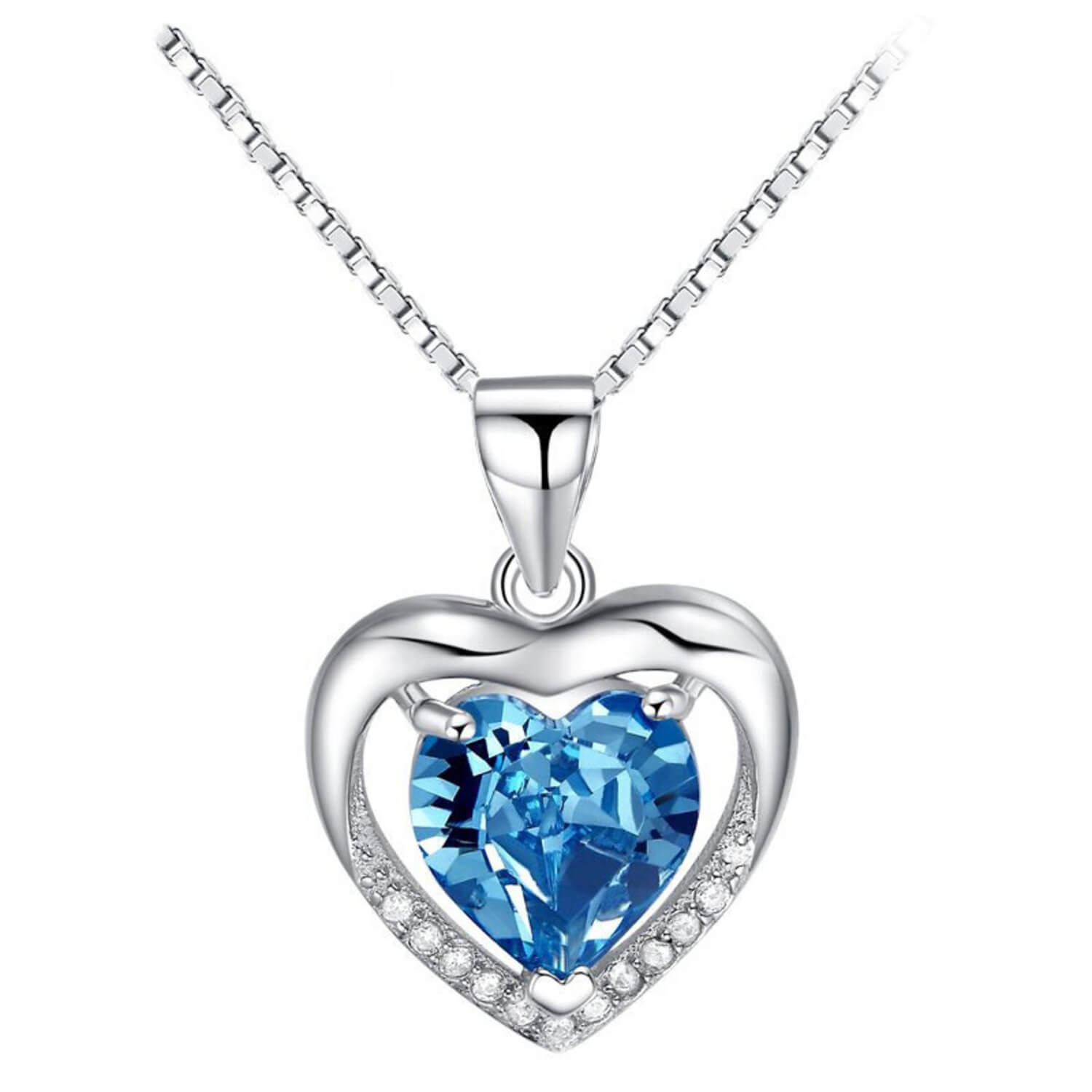 925 sterling silver heart diamond necklace