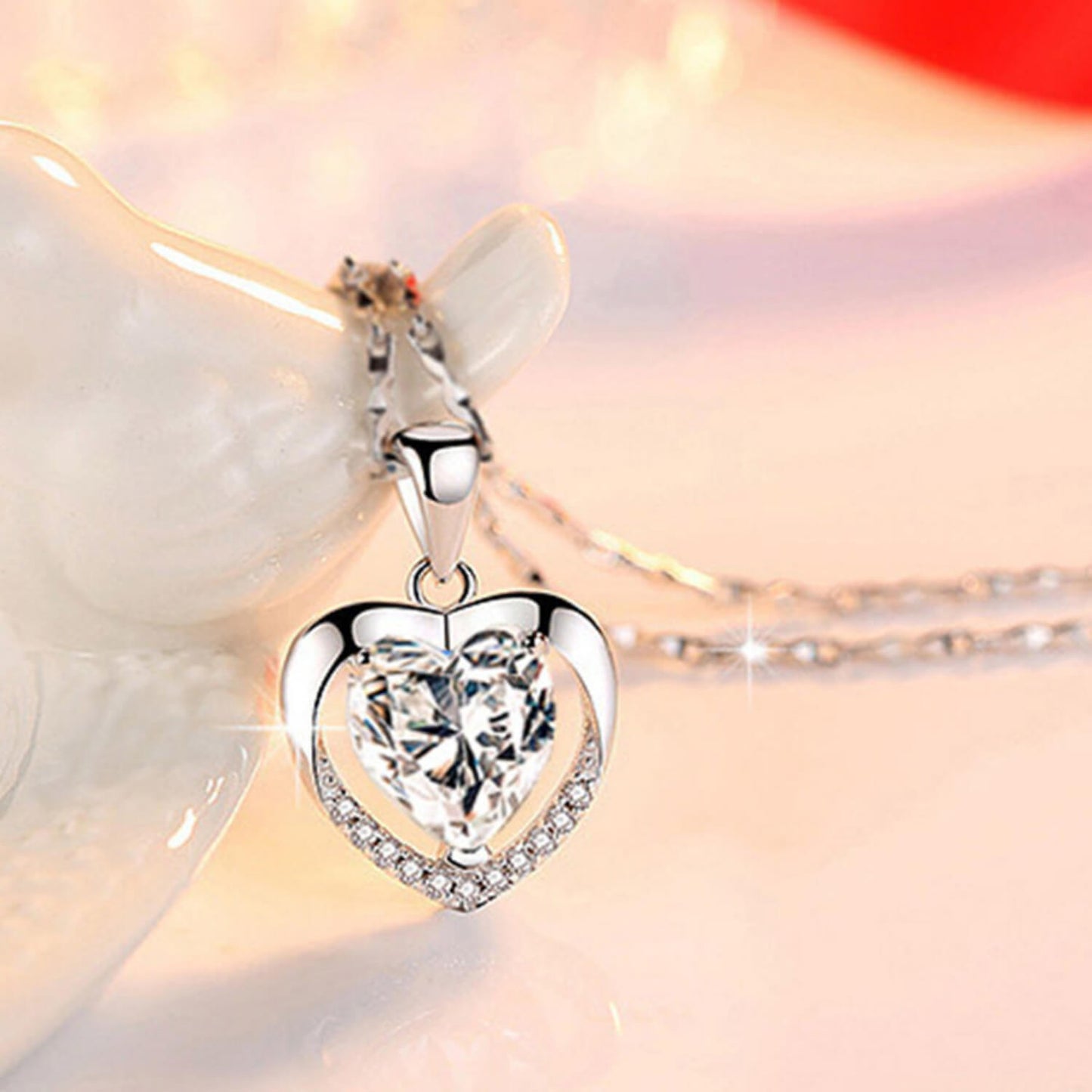 heart diamond necklace white gold